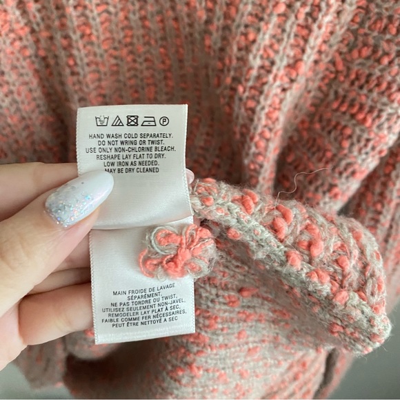 Anthropologie Moth Pullover Swing Sweater Coral V-Neck Side Zip Size M - Picture 13 of 14